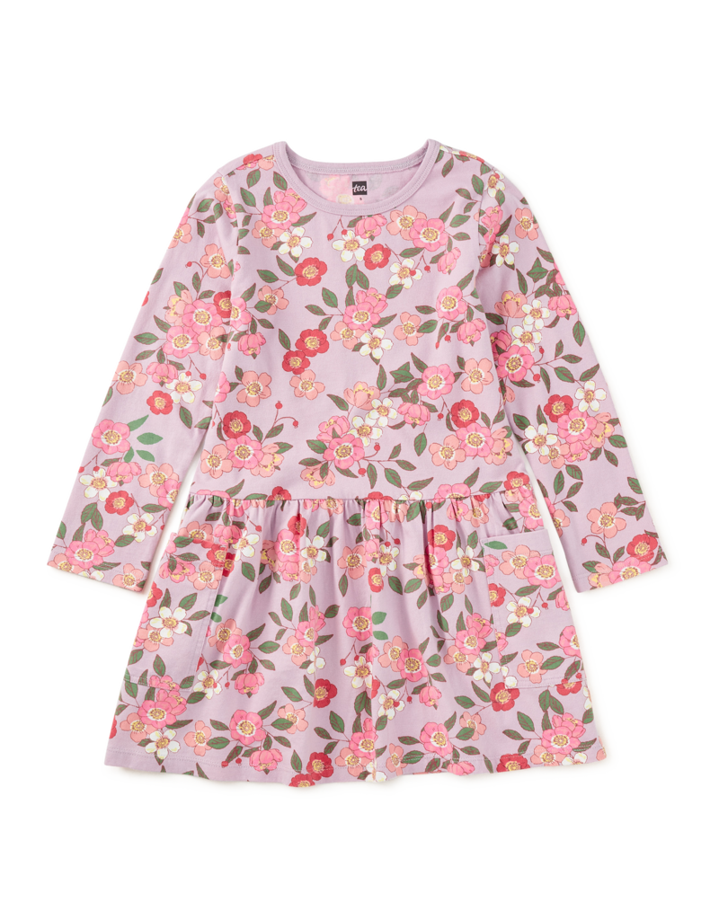 Tea Collection LONG SLEEVE POCKET DRESS ROSA CANINA