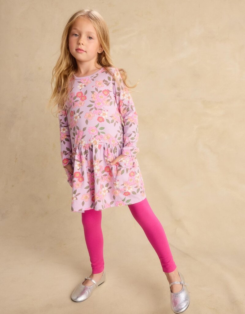 Tea Collection LONG SLEEVE POCKET DRESS ROSA CANINA