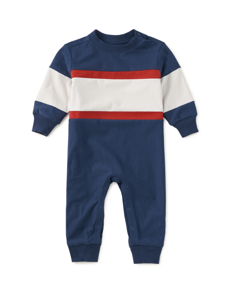 Tea Collection COLORBLOCK RUGBY BABY ROMPER TWILIGHT
