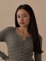Rylee + Cru LLC TEEN LONG SLEEVE KNIT TEE MIDNIGHT STRIPE