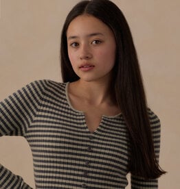 Rylee + Cru LLC TEEN LONG SLEEVE KNIT TEE MIDNIGHT STRIPE