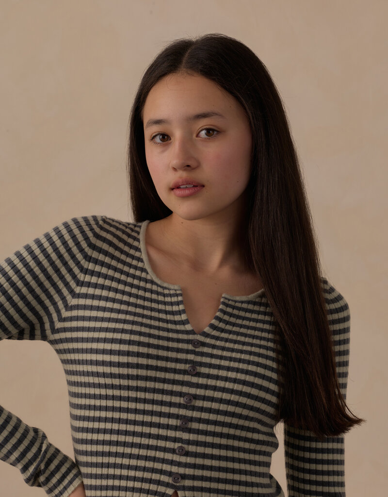 Rylee + Cru Inc. TEEN LONG SLEEVE KNIT TEE MIDNIGHT STRIPE