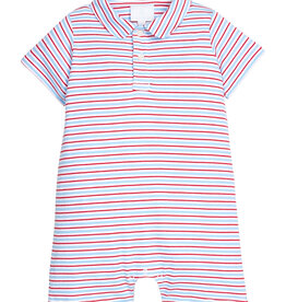 Little English Peter Pan Polo Romper - Primary Stripe