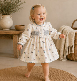 Viverano Juliet Smocked Floral Baby Dress Bloomer Set Organic