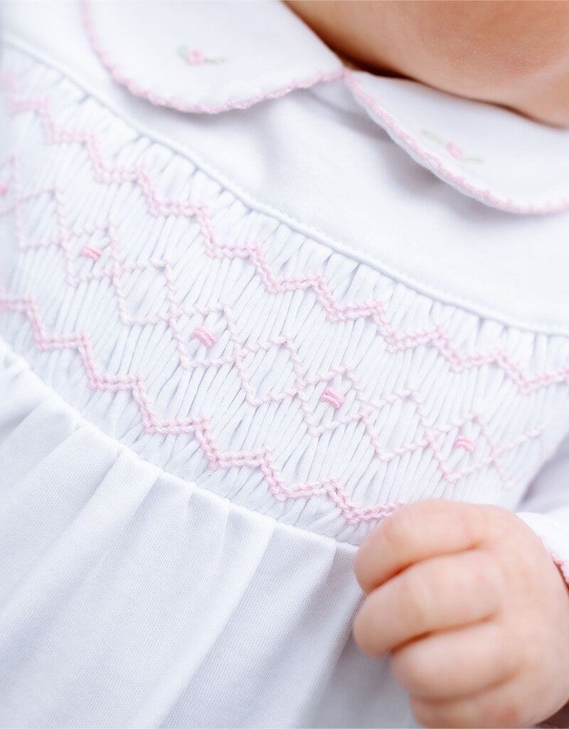 Magnolia Baby Poppy Classic Pink Smocked Collared Footie
