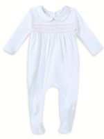 Magnolia Baby Poppy Classic Pink Smocked Collared Footie