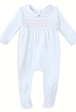 Magnolia Baby Poppy Classic Pink Smocked Collared Footie