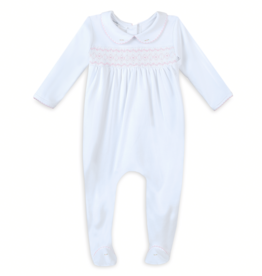 Magnolia Baby Poppy Classic Pink Smocked Collared Footie