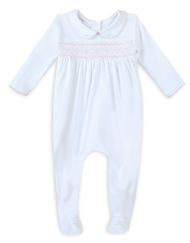 Magnolia Baby Poppy Classic Pink Smocked Collared Footie
