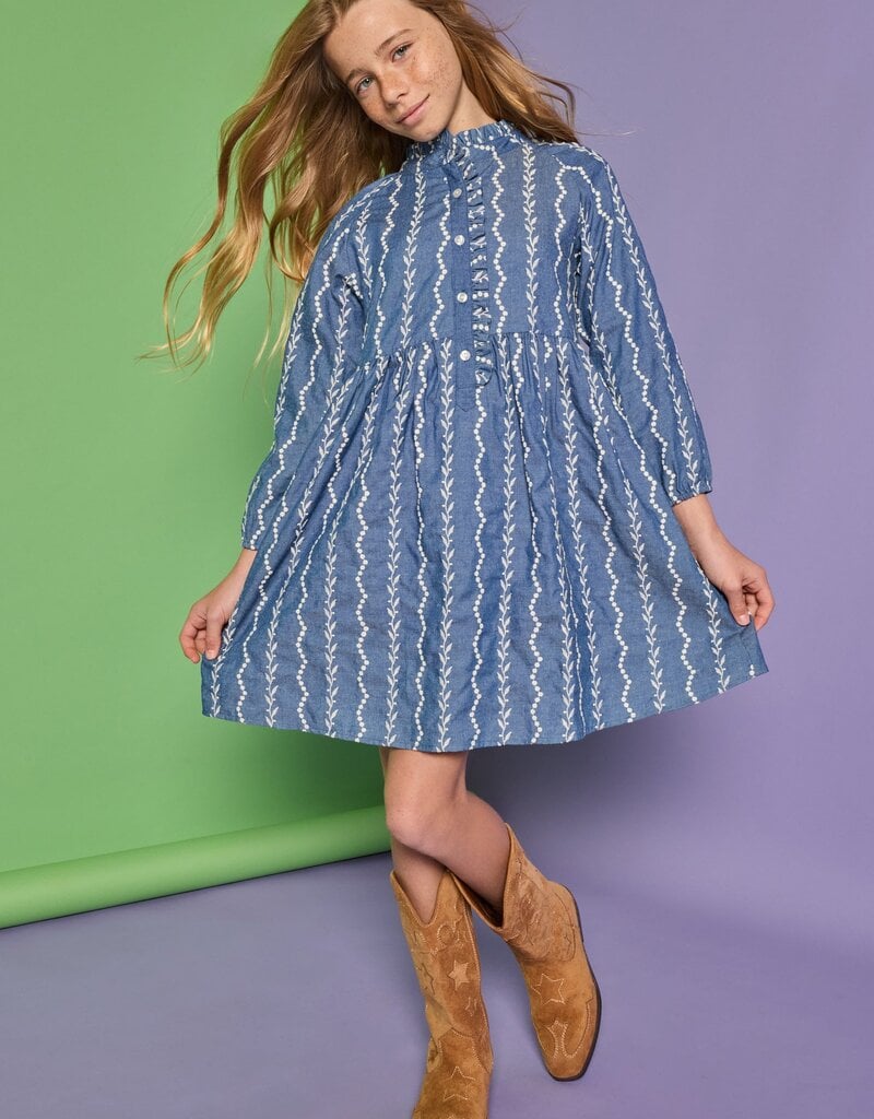 Bisby Amelia Dress - Chamonix Chambray Embroidery