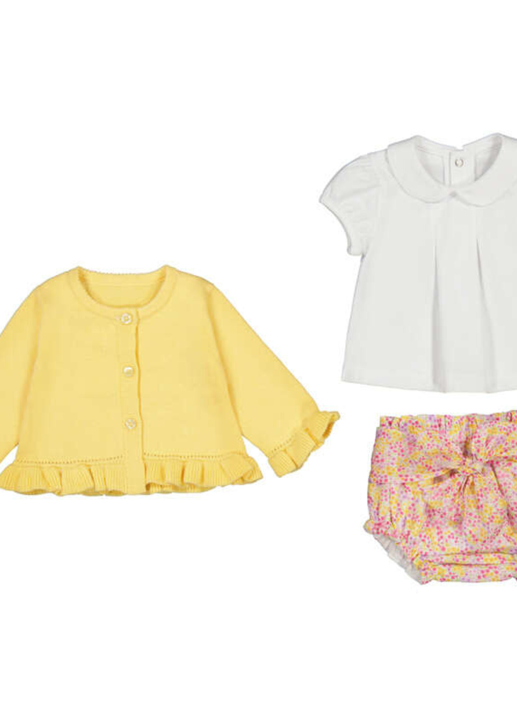 Mayoral Yellow Cardigan 3 pc Set
