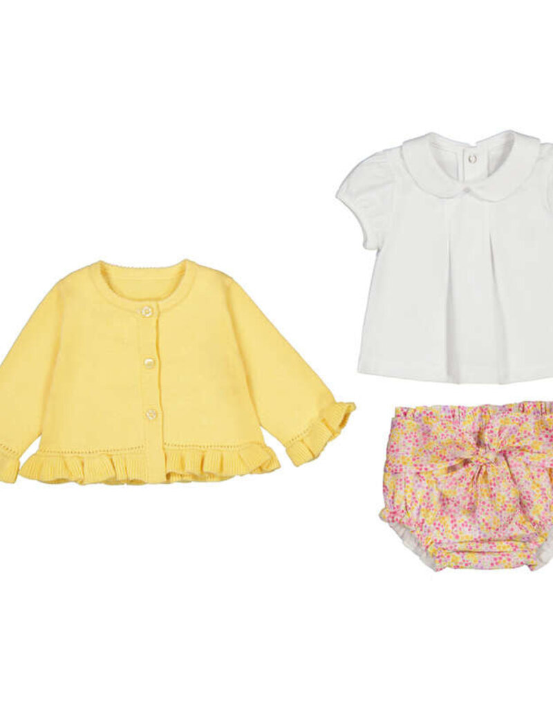 Mayoral Yellow Cardigan 3 pc Set