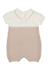 Mayoral Knit Collared Romper White/Sand