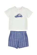 Mayoral Baby Boy S/S Shirt Short Set Blue w/Car Applique