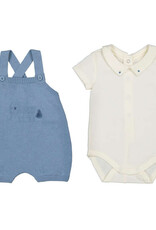 Mayoral Knit Shortall w/Collared Onesie Atlantic