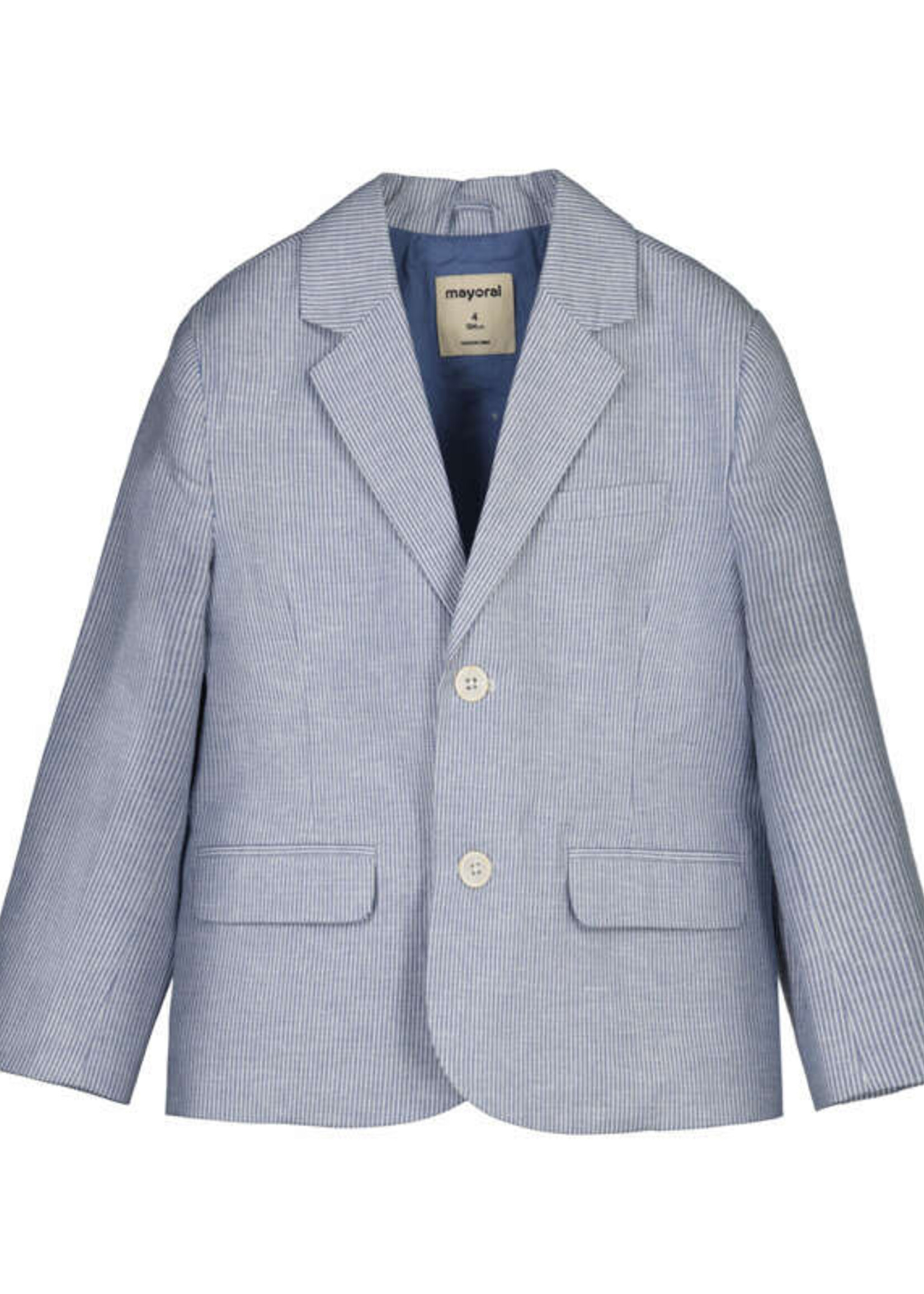 Mayoral Linen Jacket Finely Blue Stripe