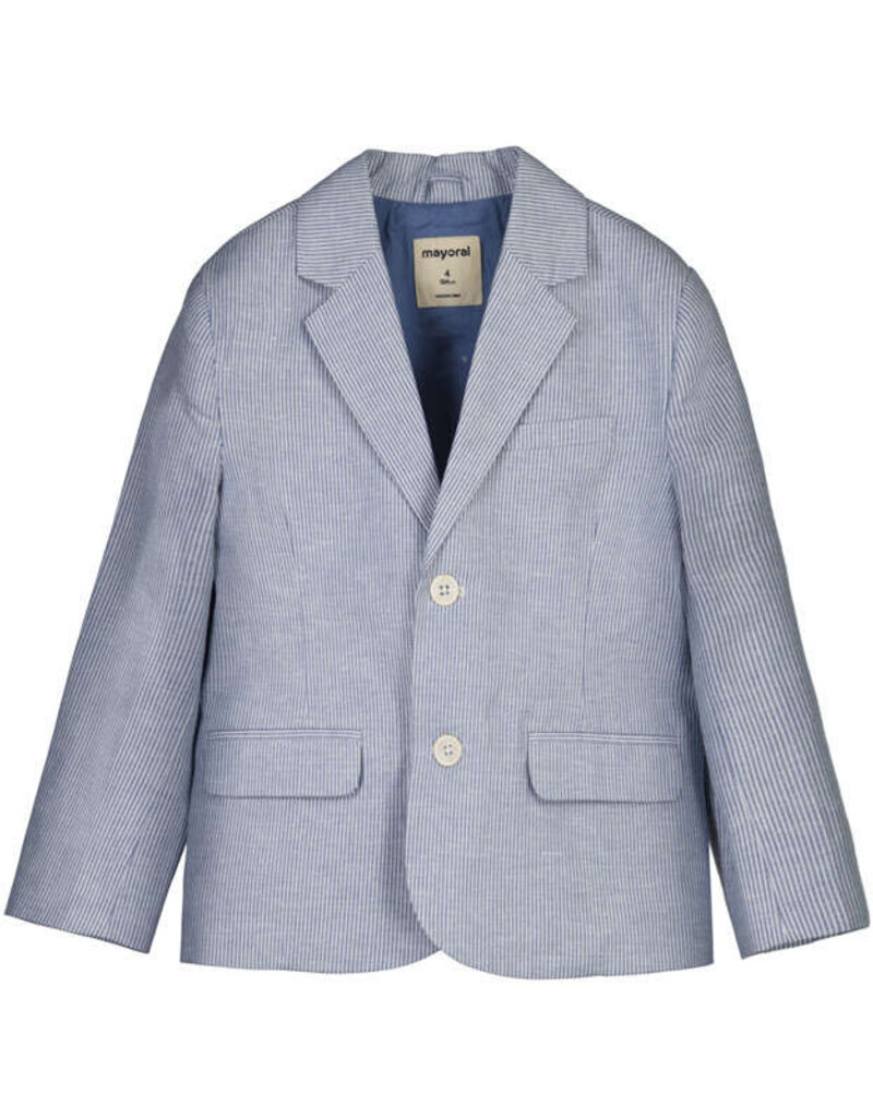 Mayoral Linen Jacket Finely Blue Stripe
