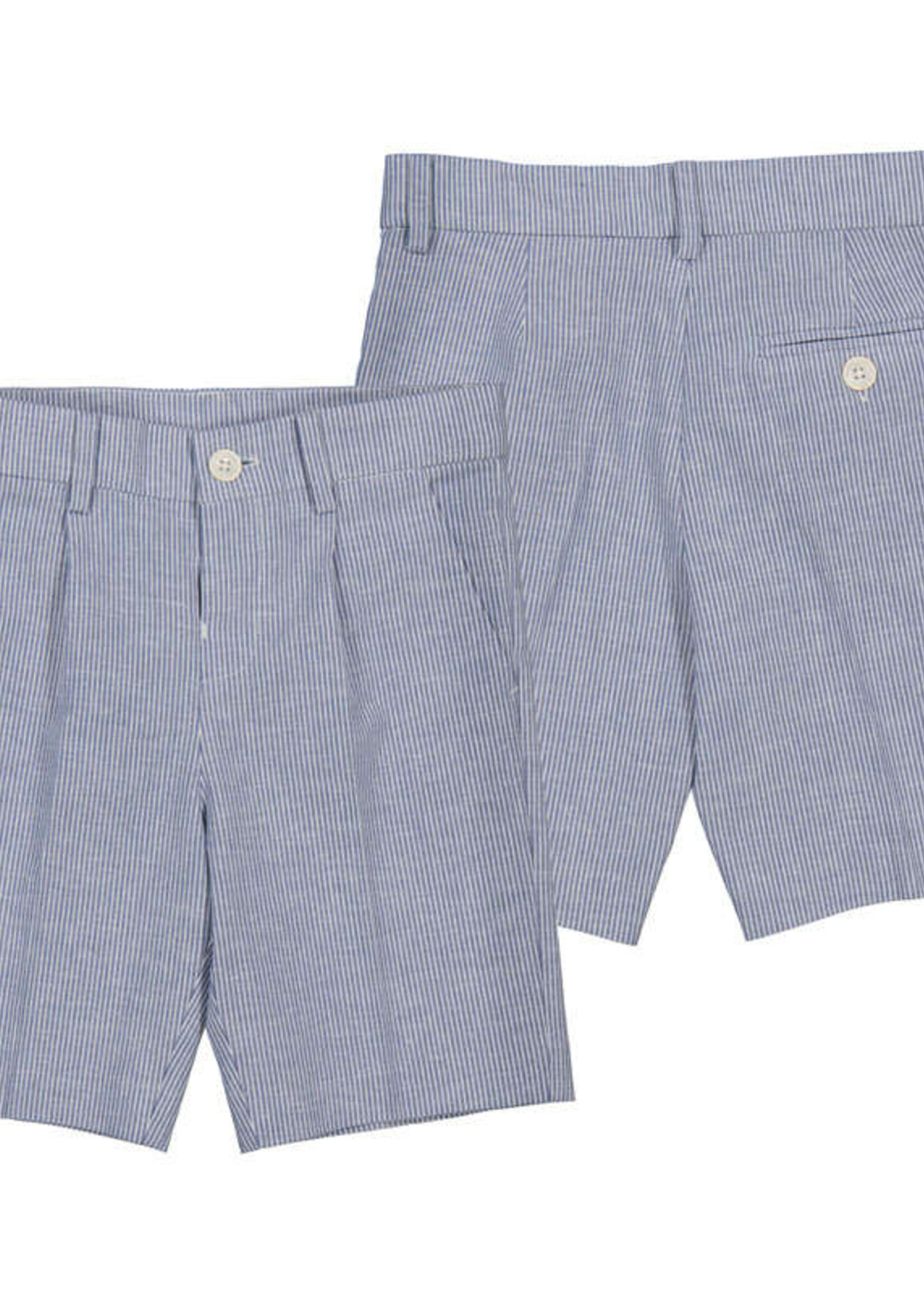 Mayoral Linen Suiting Shorts Finely Blue Stripe