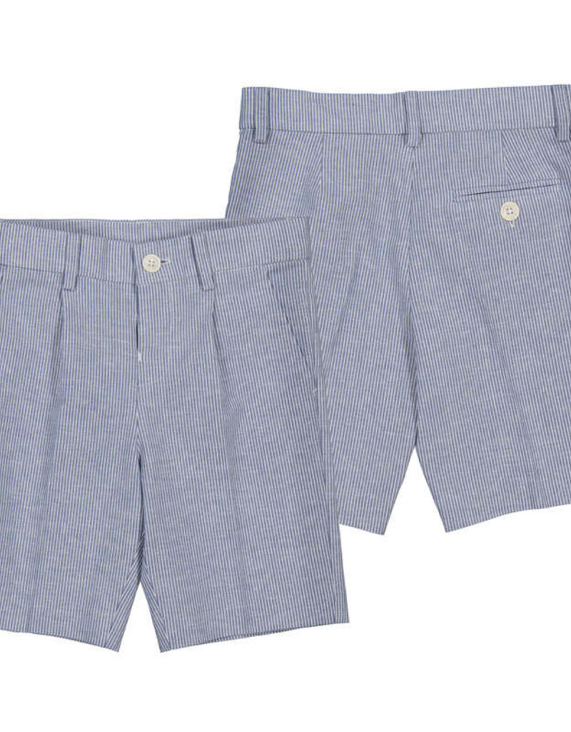 Mayoral Linen Suiting Shorts Finely Blue Stripe