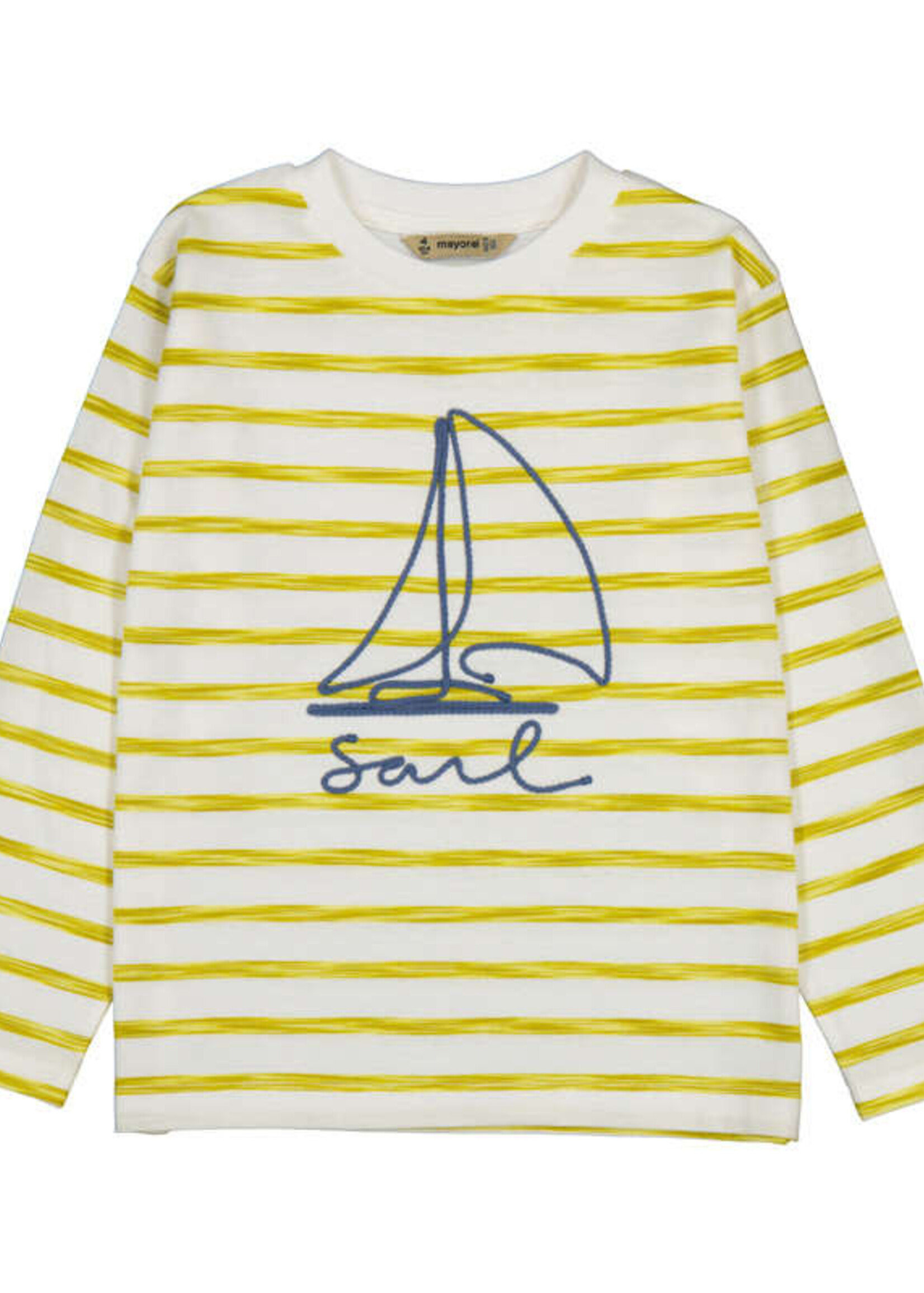 Mayoral Olive/White Stripe L/S Sail Tee