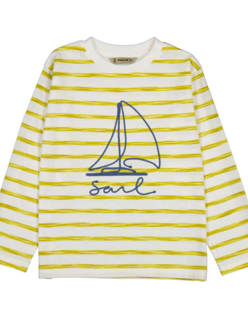 Mayoral Olive/White Stripe L/S Sail Tee