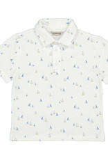 Mayoral White S/S Polo w/Sailboat Print