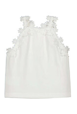 Mayoral White Tank Top w/Flower Lace