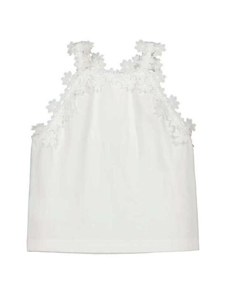 Mayoral White Tank Top w/Flower Lace