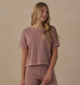Rylee + Cru LLC TEEN BOXY CROP KNIT TEE ROSEWOOD