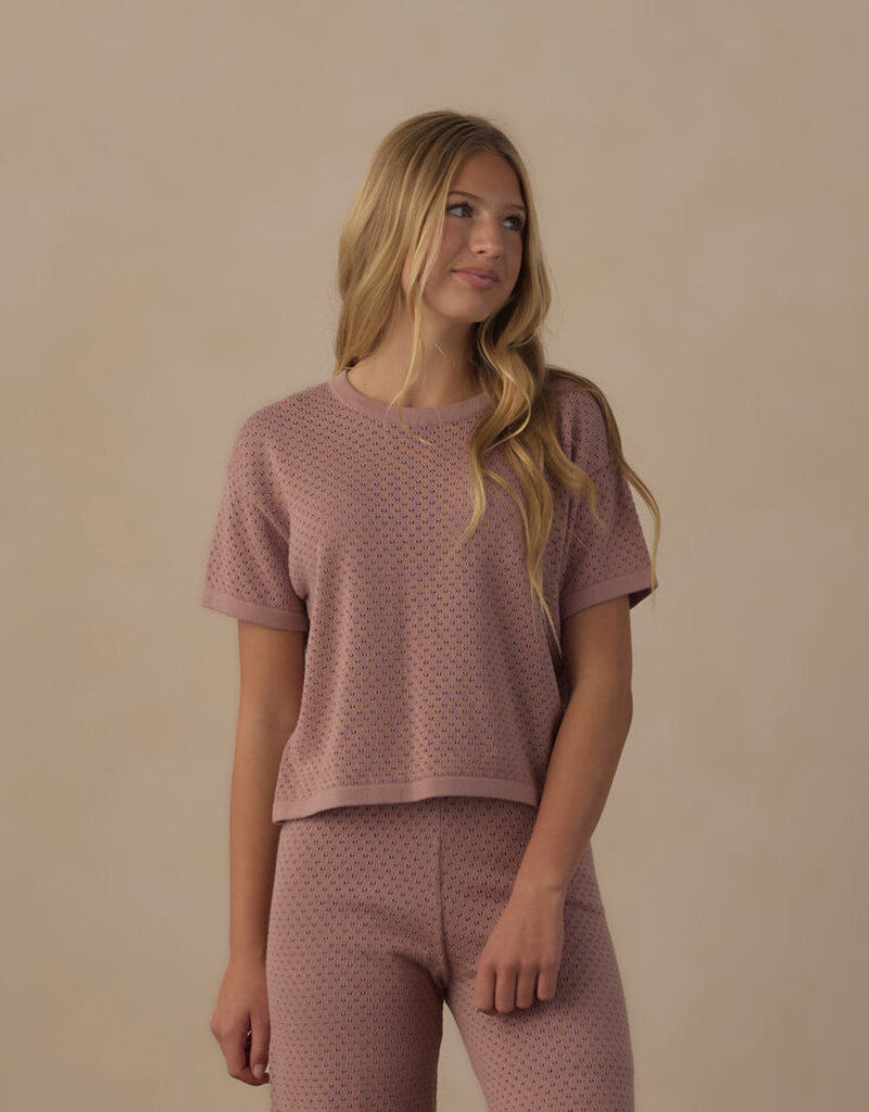 Rylee + Cru LLC TEEN BOXY CROP KNIT TEE ROSEWOOD