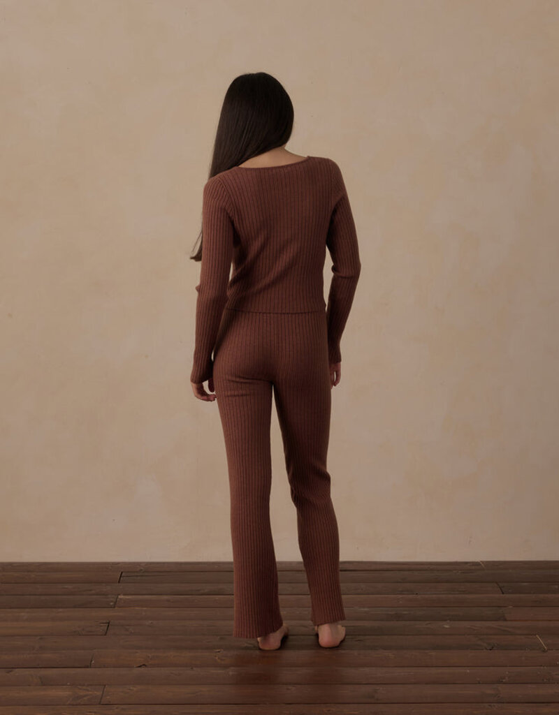 Rylee + Cru LLC TEEN FLARE RIB KNIT PANT MULBERRY