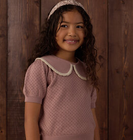 Rylee + Cru LLC POINTELLE COLLARED TOP ROSEWOOD