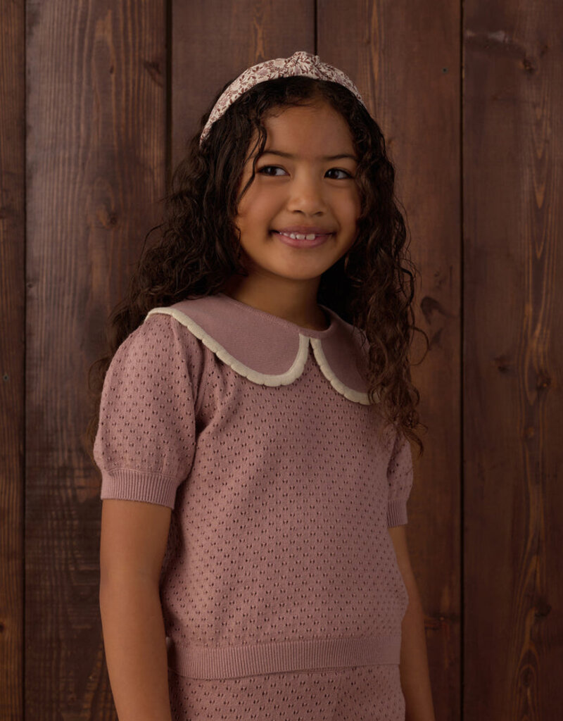 Rylee + Cru LLC POINTELLE COLLARED TOP ROSEWOOD