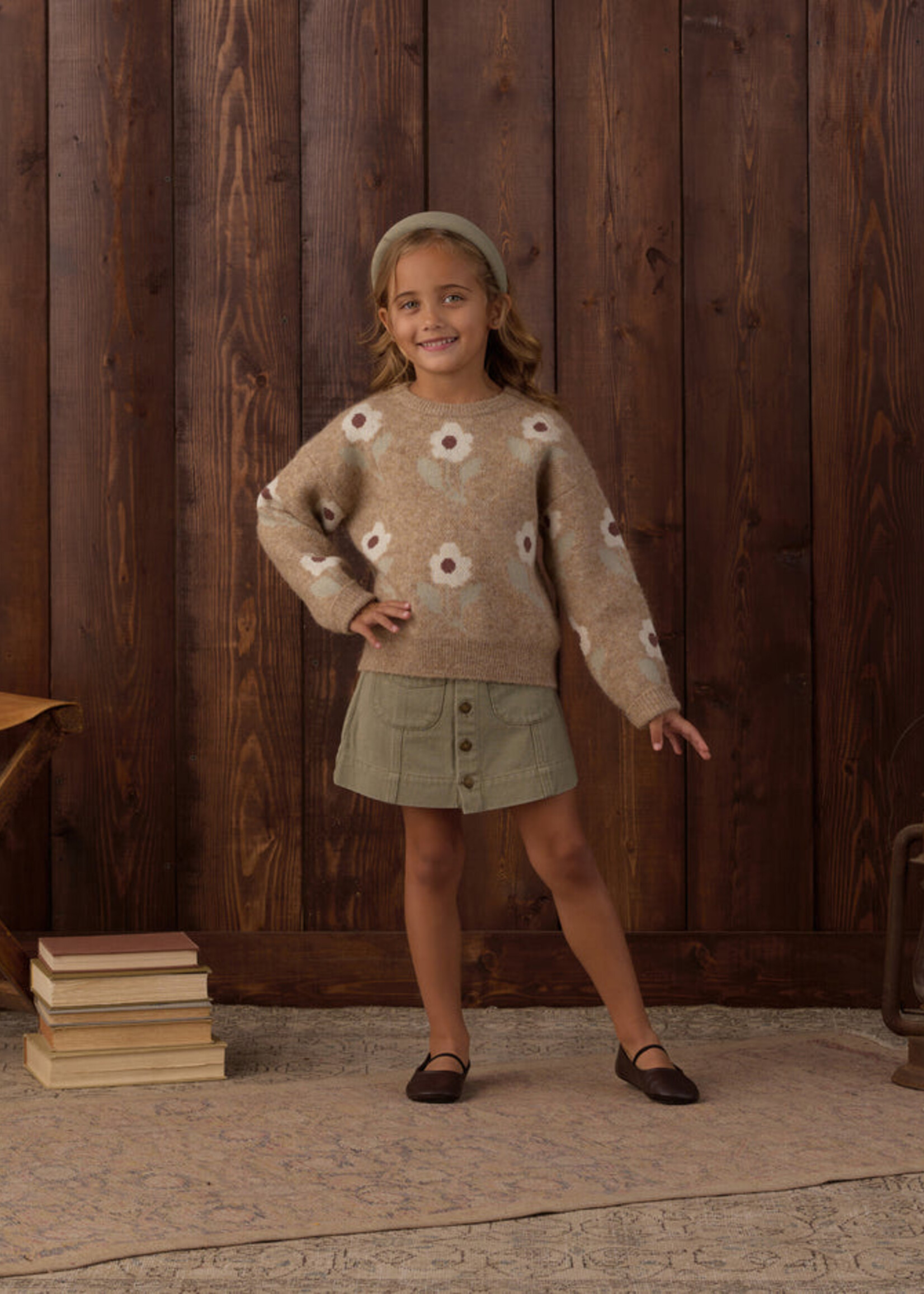 Rylee + Cru LLC ASPEN SWEATER FAWN FLOWER