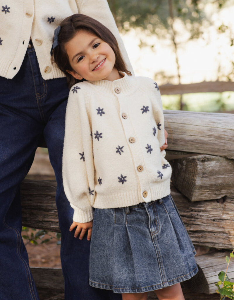 Rylee + Cru LLC TULIP CARDIGAN MIDNIGHT DAISY NATURAL