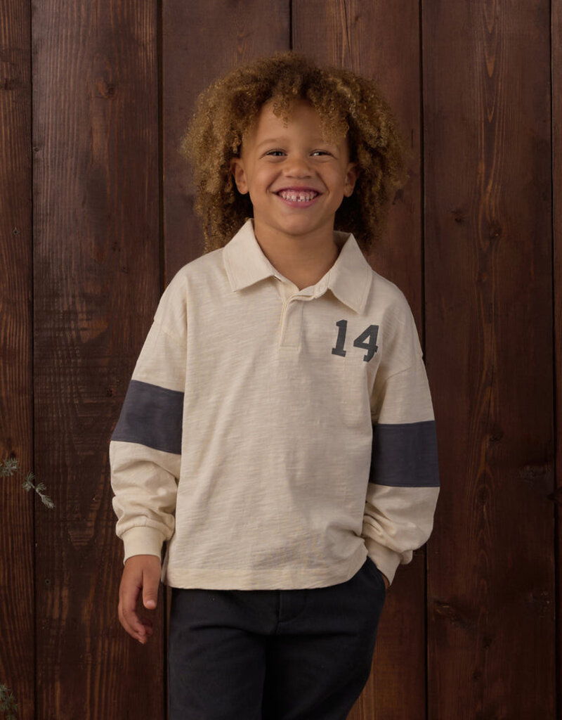 Rylee + Cru LLC RUGBY POLO MIDNIGHT NATURAL