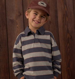 Rylee + Cru LLC RUGBY POLO SAGE STRIPE
