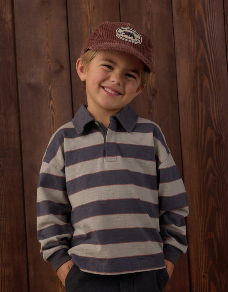 Rylee + Cru LLC RUGBY POLO SAGE STRIPE