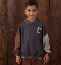 Rylee + Cru LLC COLLARED SWEATSHIRT COLOR BLOCK