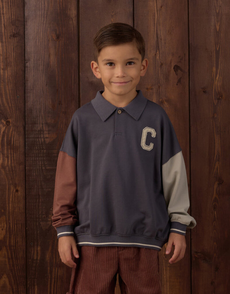 Rylee + Cru LLC COLLARED SWEATSHIRT COLOR BLOCK