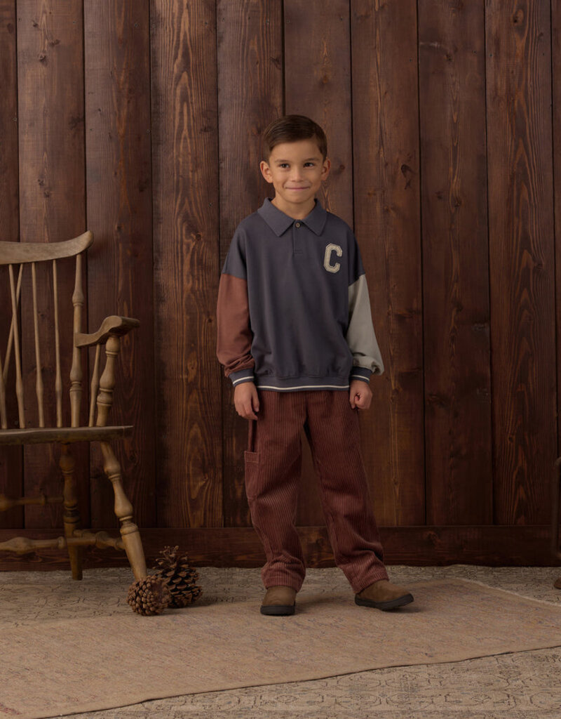 Rylee + Cru LLC COLLARED SWEATSHIRT COLOR BLOCK
