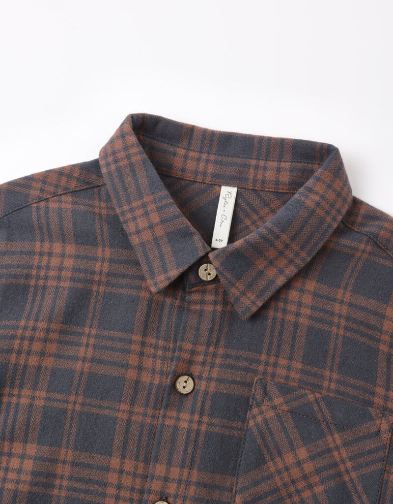 Rylee + Cru LLC COLLARED LONG SLEEVE SHIRT MIDNIGHT PLAID