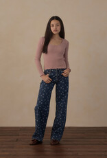 Rylee + Cru LLC TEEN RIBBED LONG SLEEVE KNIT TEE ROSEWOOD