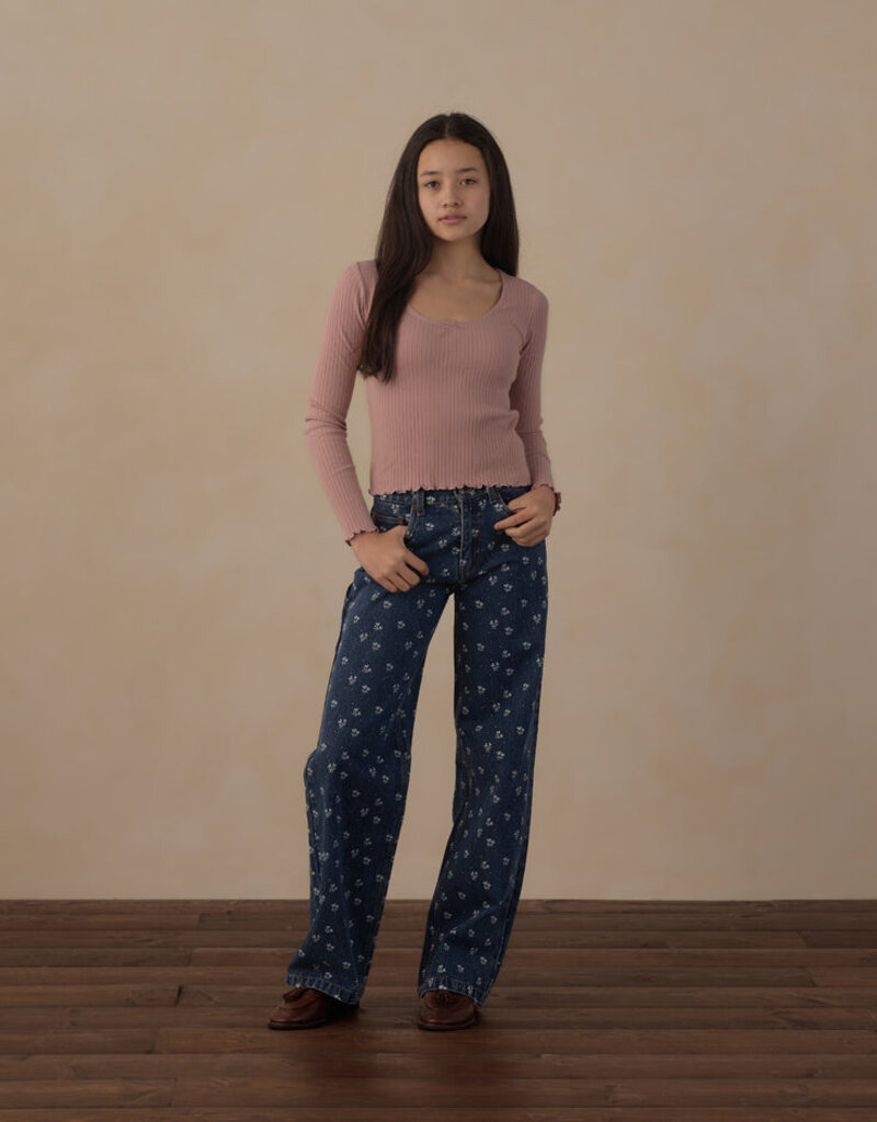 Rylee + Cru LLC TEEN RIBBED LONG SLEEVE KNIT TEE ROSEWOOD