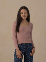 Rylee + Cru LLC TEEN RIBBED LONG SLEEVE KNIT TEE ROSEWOOD