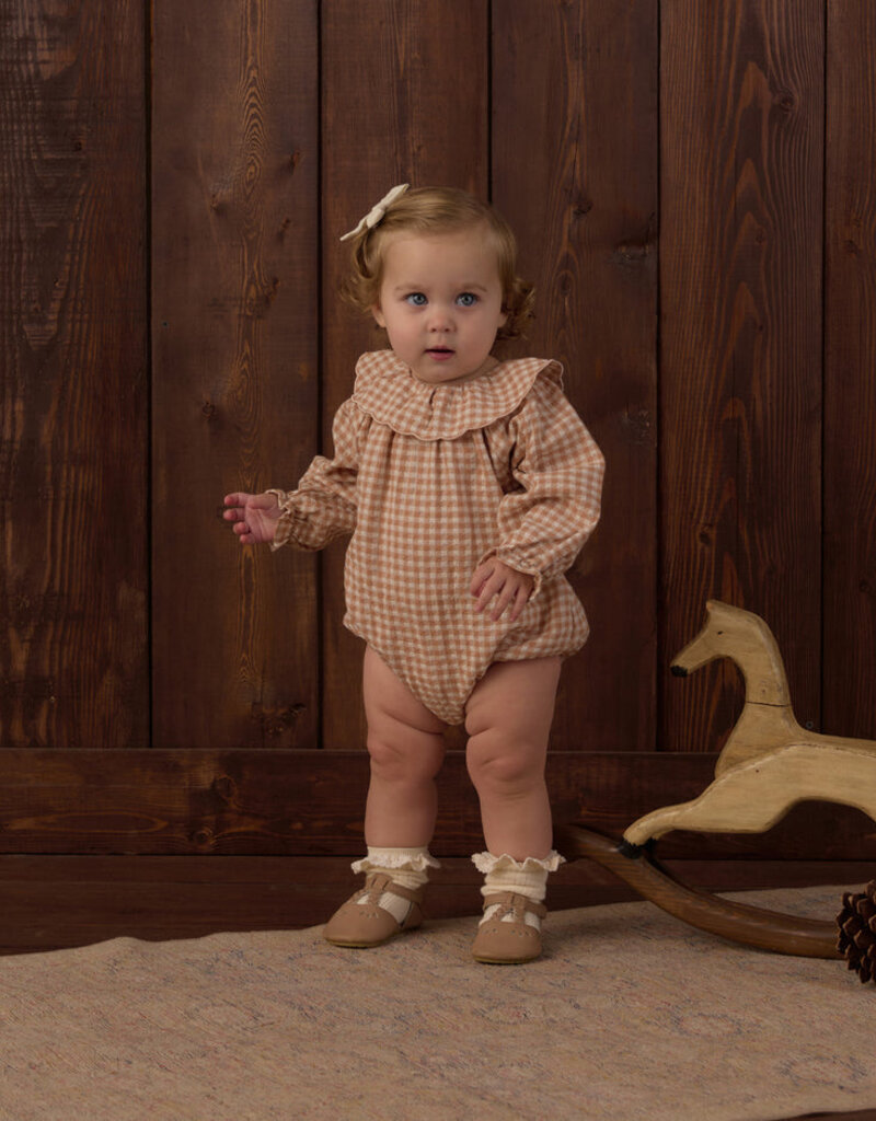 Rylee + Cru LLC COLETTE ROMPER FAWN GINGHAM