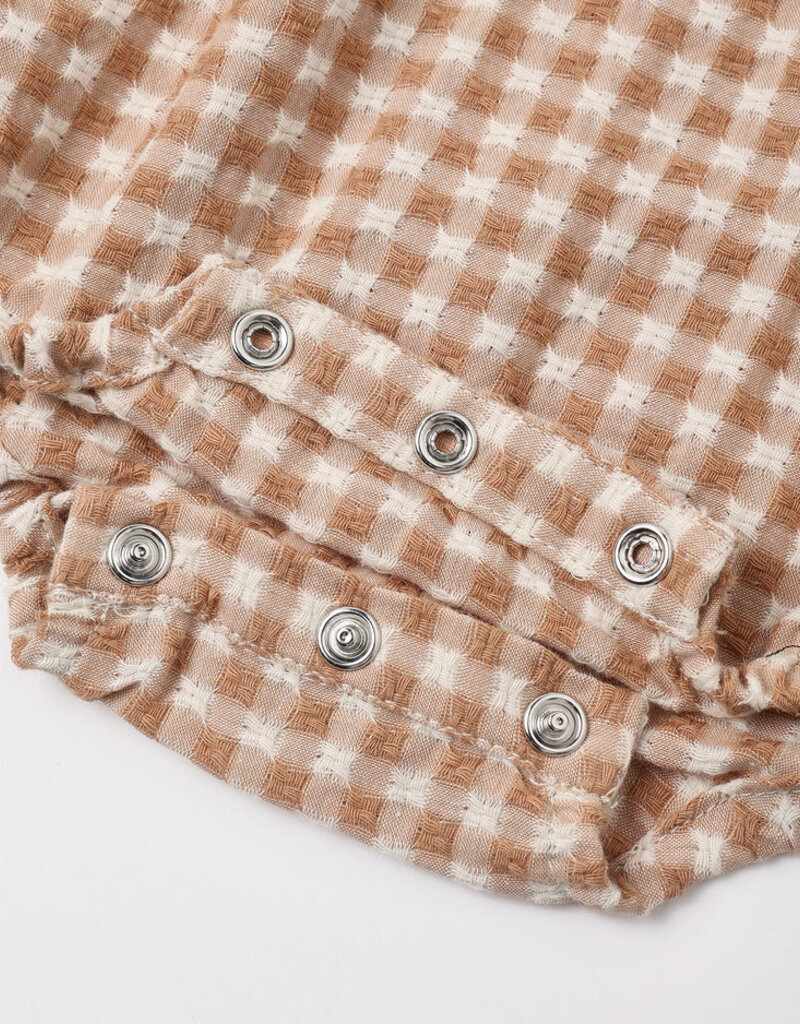 Rylee + Cru LLC COLETTE ROMPER FAWN GINGHAM