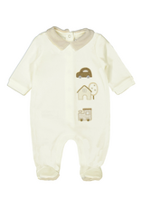 Mayoral Velour Collared Footie Cream
