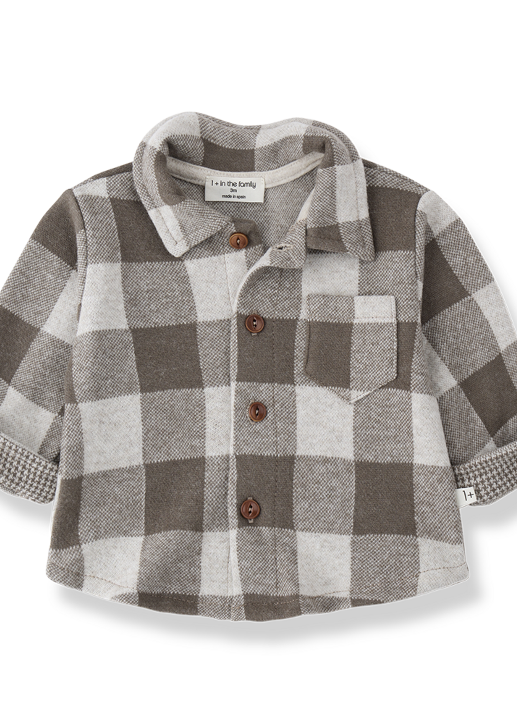1 + in the family Modena Dark Taupe Plaid Shirt