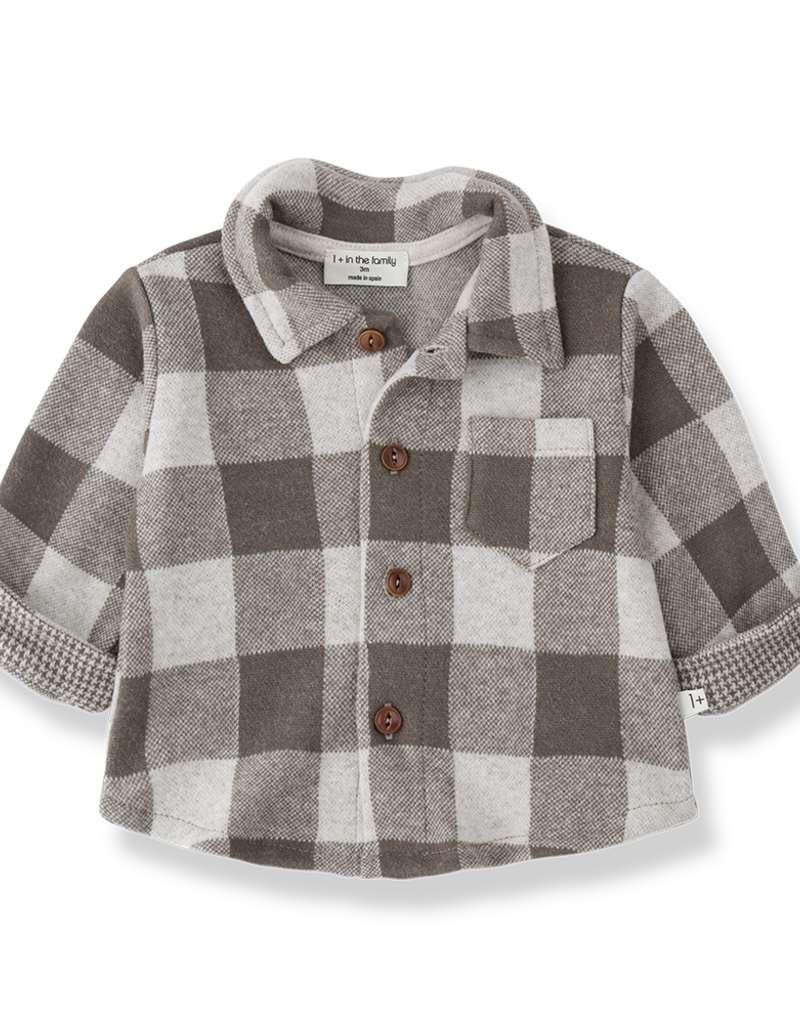 1 + in the family Modena Dark Taupe Plaid Shirt